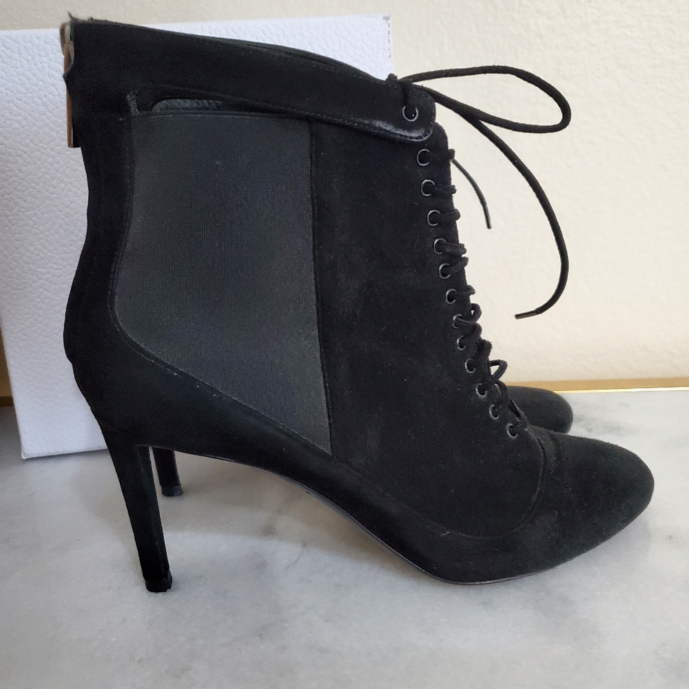 Christian Dior Black Suede Heeled Ankle Almond Toe Boot Shoe Women's Size 36 5.5 - Picture 2 of 15